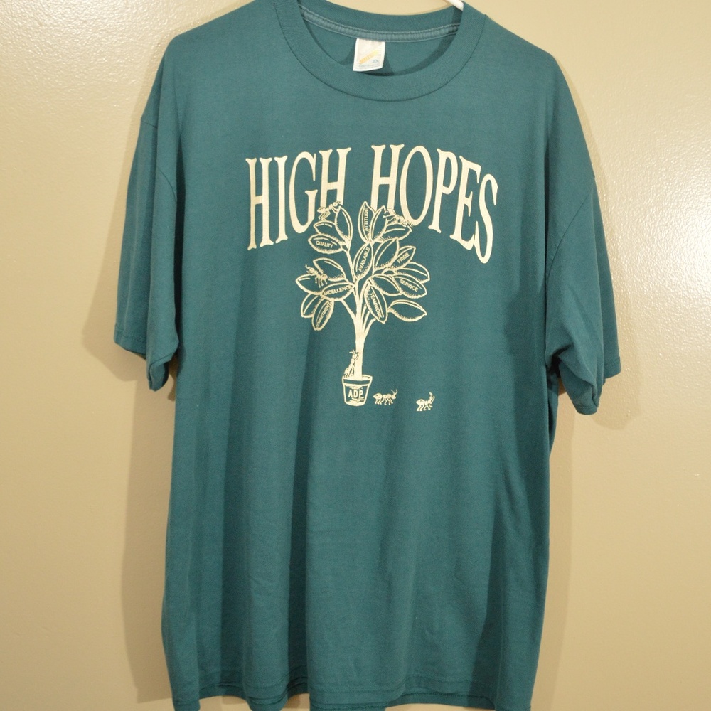Vintage "High Hopes" Ants Shirt Plant Blue-Green